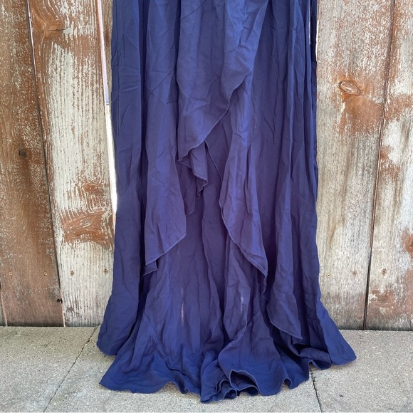 Women’s Navy Blue Light Flowy Dress with Ruffle Edging Size Small - Picture 8 of 11